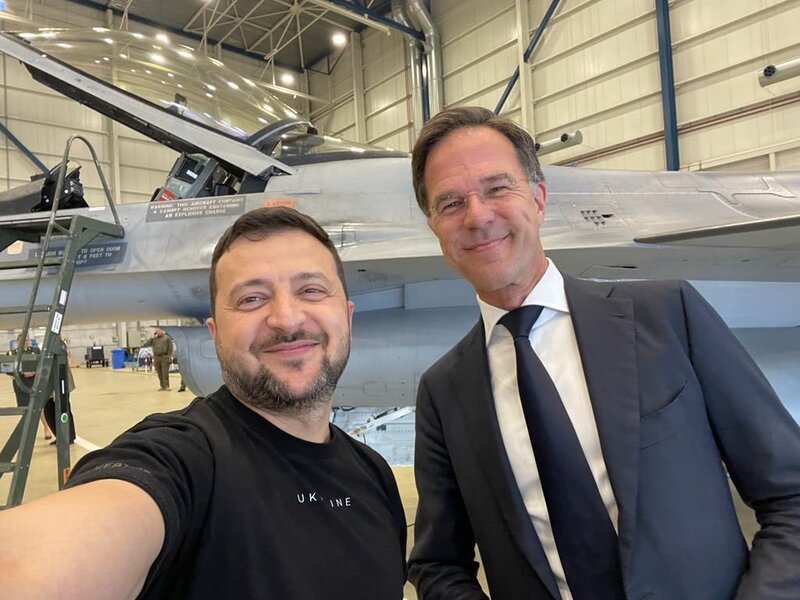 Picture: Volodymyr Zelensky and Dutch Prime Minister Mark Rutte at the announcement of F-16 deliveries in Denmark, 20 Aug 2023 | FB Volodymyr Zelensky